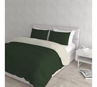 Italian Bed Linen Juego de Funda nórdica 100% algodón Natural Color Made in Italy - Juego de Funda nórdica de 250 x 200 cm con Doble Solapa y Fundas de Almohada, matrimonial, Verde Oliva/Crema