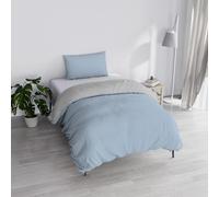 Italian Bed Linen Juego de Funda nórdica “Natural Colour”, Doble pequeño, Azul Claro/Gris Claro