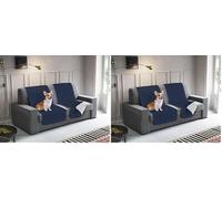 Italian Bed Linen Protector de Respaldo y Asiento para Sofá Elegant, Microfibra, Azul Oscuro/Gris Claro, 60x190 cm (Paquete de 2)