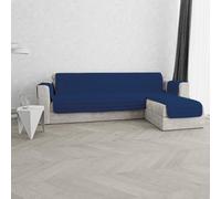 Italian Bed Linen Trendy - Funda para sofá Acolchada con Chaise Longue Reversible, 240 cm, Color Azul Oscuro
