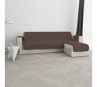 Italian Bed Linen Trendy - Funda para sofá Acolchada con Chaise Longue Reversible, 240 cm, Color marrón