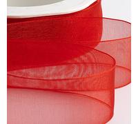 Italian Options Rollo de cinta de gasa de organza, 15 mm x 20 m, color rojo