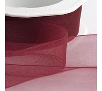 Italian Options Rollo de cinta de gasa de organza, 25 mm x 20 m, color burdeos