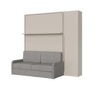 Itamoby Cama doble Versia Escamotable Versia Sofà 160 con Sofá, Estantería y Armario 1 Puerta Derecha Argilla