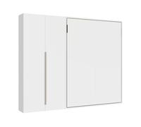 Cama francesa vertical con sofá escamoteable Versia Sofà 140 con armario de 2 puertas izquierda Blanco - Itamoby