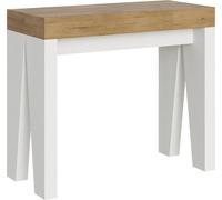 Consola Extensible 90x40/300 Cm Naxy Mix Tapa Roble Natural - Patas Fresno Blanco