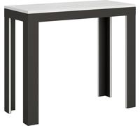 ITAMOBY - Mesa consola extensible de 90x40/196 cm, línea Evolution Small, madera de fresno blanca con estructura de hierro en color antracita