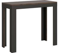 ITAMOBY - Mesa consola extensible de 90x40/196 cm, línea Evolution Small, madera de nogal con estructura de hierro en color antracita