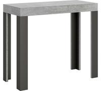 ITAMOBY - Mesa consola extensible de 90x40/196 cm, línea Small, color cemento con estructura de hierro en color antracita