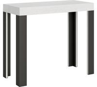 ITAMOBY - Mesa consola extensible de 90x40/196 cm, línea Small, madera de fresno blanca con estructura de hierro en color antracita