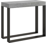 ITAMOBY - Mesa consola extensible de 90x40/196 cm, modelo Elettra Small, con superficie en cemento gris y estructura de hierro en color antracita