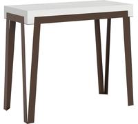 ITAMOBY - Mesa consola extensible de 90x40/196 cm, modelo Rio Small, en madera de fresno blanco con estructura de hierro en color marrón óxido