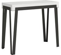 ITAMOBY - Mesa consola extensible de 90x40/196 cm, modelo Rio Small, en madera de fresno blanco con estructura de hierro en color antracita
