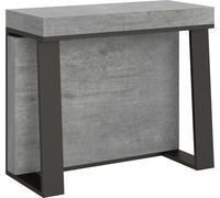 ITAMOBY - Mesa consola extensible de 90x40/288 cm, estilo Asia, color cemento, con extensiones interiores, estructura de hierro en color antracita