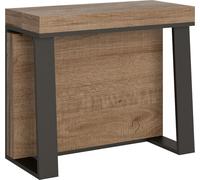 ITAMOBY - Mesa consola extensible de 90x40/288 cm, estilo Asia en roble natural, con extensiones internas y estructura de hierro en color antracita