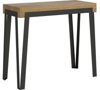 ITAMOBY - Mesa consola extensible de 90x40/300 cm, acabado en roble natural "Rio" con estructura de hierro en color antracita