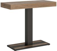 ITAMOBY - Mesa consola extensible de 90x40/300 cm, con tapa en roble natural y estructura de hierro en color antracita