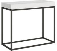 ITAMOBY - Mesa consola extensible de 90x40/300 cm, estilo nórdico, madera de fresno blanco con estructura de hierro en color antracita