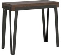 ITAMOBY - Mesa consola extensible de 90x40/300 cm, estilo Río, con tablero de nogal y estructura de hierro en color antracita