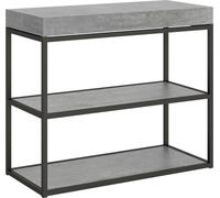 ITAMOBY - Mesa consola extensible de 90x40/300 cm, superficie en color gris cemento con estructura de hierro en color antracita