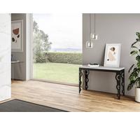 ITAMOBY - Mesa extensible 120/200 x 45/90 cm, modelo Karamay Double, madera de fresno en blanco, estructura en color antracita