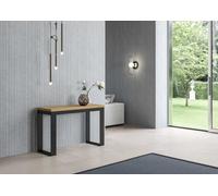 ITAMOBY - Mesa extensible 120/200 x 45/90 cm, superficie en roble natural "Tecno Double" y estructura en color antracita