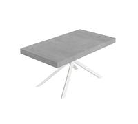 Itamoby Mesa extensible 160/420 x 90 cm Niket cemento patas blancas