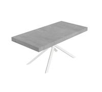 Itamoby Mesa extensible 200/304 x 90 cm Niket cemento patas blancas