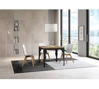 ITAMOBY - Mesa extensible 90/180 x 90 cm, modelo Paxon Libra, con tapa en roble natural y estructura en color antracita
