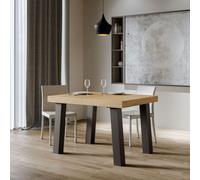 ITAMOBY - Mesa extensible de 130/390 x 90 cm, modelo Bridge, con tapa de roble natural y patas en color antracita