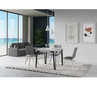 ITAMOBY - Mesa extensible de 90/246 x 90 cm, diseño Rio, roble blanco, patas grises