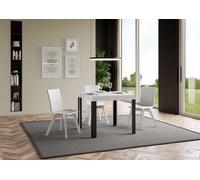 ITAMOBY - Mesa extensible de 90/246 x 90 cm, línea Esche, color blanco, patas en color antracita