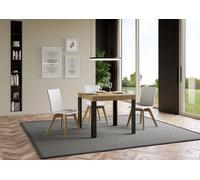 ITAMOBY - Mesa extensible de 90/246 x 90 cm, línea Roble Natural, patas en color antracita