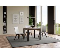 ITAMOBY - Mesa extensible de 90/246 x 90 cm. Serie Nogal. Patas en color antracita