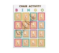ITCLEYMDZV Senior Fitness Activity Bingo Poster Chair Exercises Game Chart Canvas Painting Wall-Art for Care Home Senior Living(Framed,08x12inch(20x30cm))