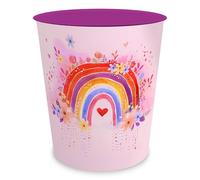 itenga Papelera con diseño de arco iris - Rainbow Dreams - para niños y adultos - aprox. 11 litros - Cubo de basura para habitación infantil y oficina - plástico estable