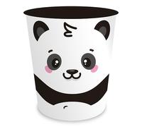 itenga Papelera para niños con diseño de animales, diseño Kawaii, redonda, aprox. 11 litros, cubo de basura para habitación infantil, plástico estable (panda)