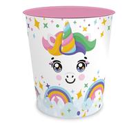 itenga Papelera para niños con diseño de animales, diseño Kawaii, redonda, aprox. 11 litros, cubo de basura para habitación infantil, plástico estable (unicornio)
