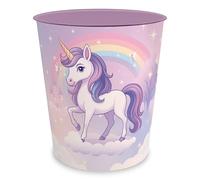 itenga Papelera para niños con diseño - redonda aprox. 11 litros - Cubo de basura para habitación infantil - plástico estable (nube mágica de unicornio)