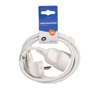 ITENSE - Extensor, Extensor eléctrico - Prolongador de 2 m - Intensidad: 16 A - Cable HO5VV-F - 3 G1 mm² - Color: Blanco - Uso en Interiores - Longitud: 2 m