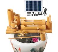 ITOSUI Fuente de Agua Solar, Fuente de Agua Exterior con Bomba, Fuente de bambú Estilo Feng Shui Zen, decoración de jardín japonés, para bebederos de pájaros, estanques y peceras.