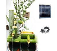 ITOSUI Kit de Fuente de bambú, Fuente Solar con Bomba, Fuente de Agua para jardín Zen, decoración paisajística de bambú Natural, Adorno para Filtro de Acuario, para Patio o Estanque.