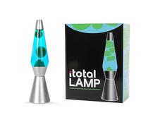 itotal Lámpara de lava - base plata, líquido azul/verde