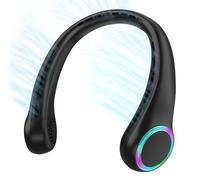 ITSHINY Ventilador de Cuello, Mini Ventilador Portatil Sin Aspas, USB Recargable Bateria 4000 mAh con Ajustable 3 Velocidades Luz LED para Viajes Deporte Oficina Hogar