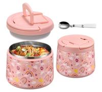Itslife Termo para Comida 420ml, Recipiente Térmico para Comida con Cuchara, Acero Inoxidable Fiambrera Termica Infantil y Adultos, Contenedor Térmico para Picnic, Escuela y Oficina, Arco iris