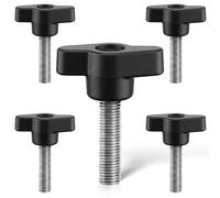 ITSOGOO 5 Piezas Tornillos Moleteados M8 x 30mm, Perillas de Ala en T con Rosca Macho de Acero Inoxidable 304, Pomo de Sujeción Manual Ajustable Negro para Máquina, Reemplazo y DIY