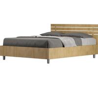 ITYHOME - Cama con cajón de almacenamiento, tamaño 140x200, cabecero recto, estructura de lamas de madera en roble natural, modelo Ankel