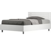 ITYHOME - Cama con somier de 120x190, cabecero recto de madera de fresno blanco, modelo "Ankel"