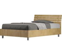 ITYHOME - Cama con somier de 120x200, cabecero inclinado con listones de madera de roble natural, modelo Ankel
