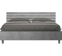 ITYHOME - Cama sin somier de 160x190 con cabecero inclinado, estructura de madera y patas de hormigón